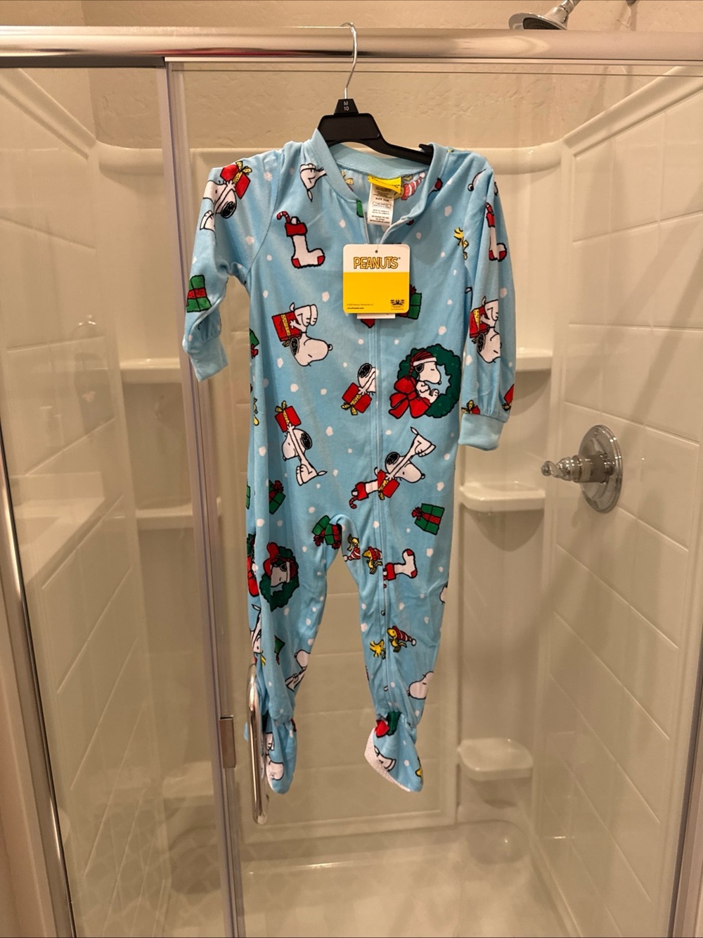 Peanuts Snoopy Blue Holiday Baby One-Piece